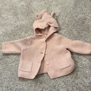Baby Gap light pink hooded sweater w/critter ears, size 3-6 months